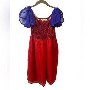 Disney Red and Purple Dance Costume with Sequin Bodice